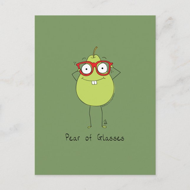 Pear of Glasses Cute & Funny Postcard (Front)