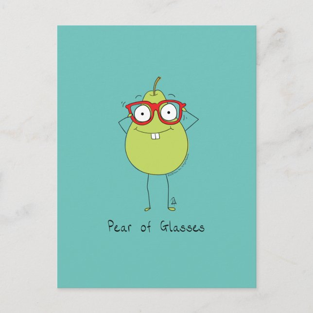 Pear of Glasses Cute & Funny Postcard (Front)