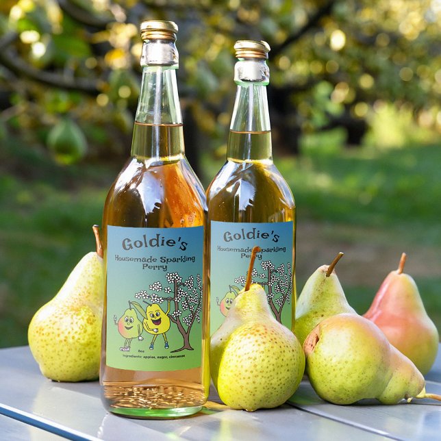 Pear Pals Funny Cartoon Compote Pie and More Food Label (Creator Uploaded)