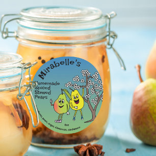 Pear Pals Funny Cartoon Sauce Butter Pie and More Classic Round Sticker