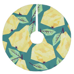 Pear Patterns: Watercolor Seamless Elegance Brushed Polyester Tree Skirt