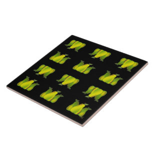 Pear Pears Black Tile