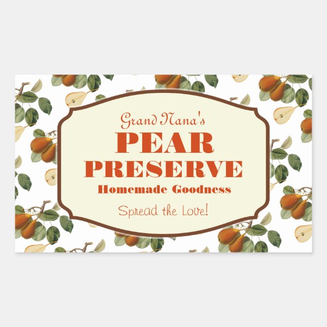 Pear Preserve Jam Label (Front)