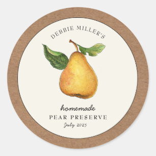Pear Preserve with Kraft paper border Food Label