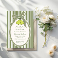 Pear sage green retro stripes baby shower
