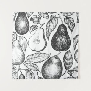 Pear seamless pattern. Hand drawn vintage garden f Tapestry