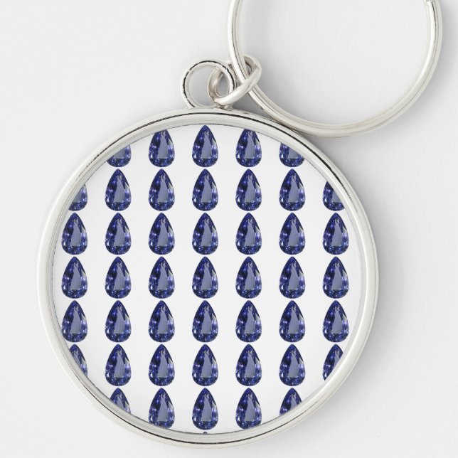 Pear shaped Sapphire Blue Keychain (Front)