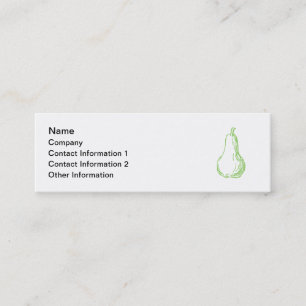 Pear Sketch. Line illustration in green. Mini Business Card