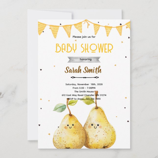 Pear theme party invitation (Devant)