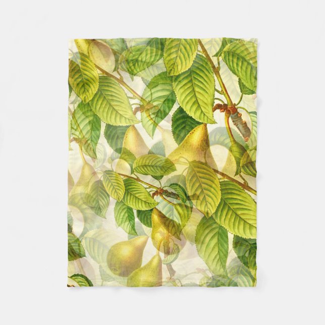 Pear Tree Branches & Pears Pattern  Fleece Blanket (Front)