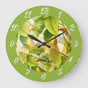 Pear Tree Branches & Pears Pattern Large Clock
