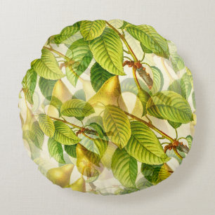 Pear Tree Branches & Pears Pattern  Round Pillow