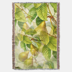 Pear Tree Branches & Pears Pattern Throw Blanket