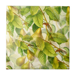 Pear Tree Branches & Pears Pattern  Tile