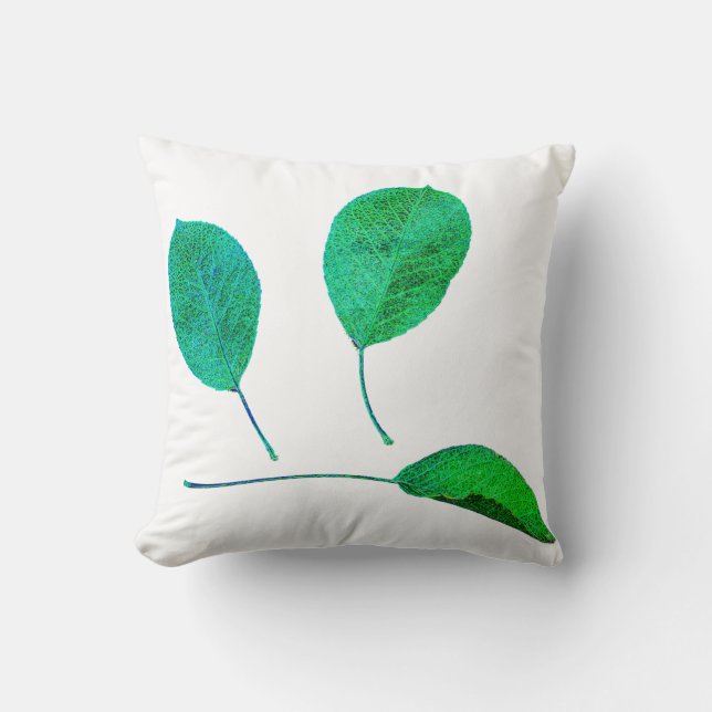 Pear Tree Green Leaf Texture Cushion Throw Pillow (Front)