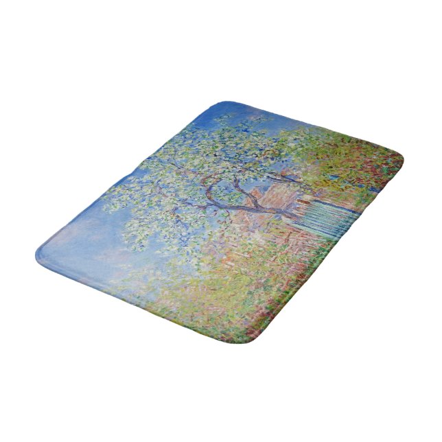 Pear Tree in Flower - Claude Monet Bath Mat (Angled)