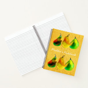 Pear watercolor green fruit notebook