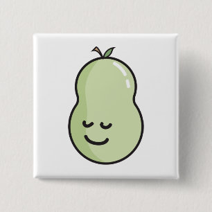 Pear with a smile 2 inch square button