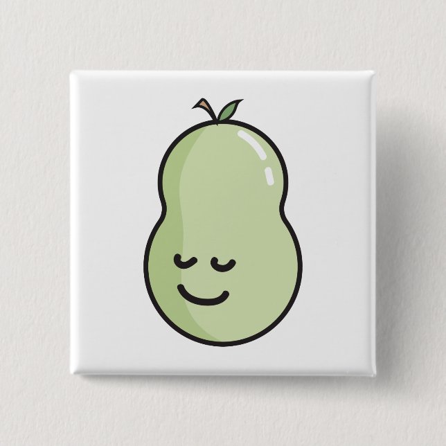 Pear with a smile 2 inch square button (Front)