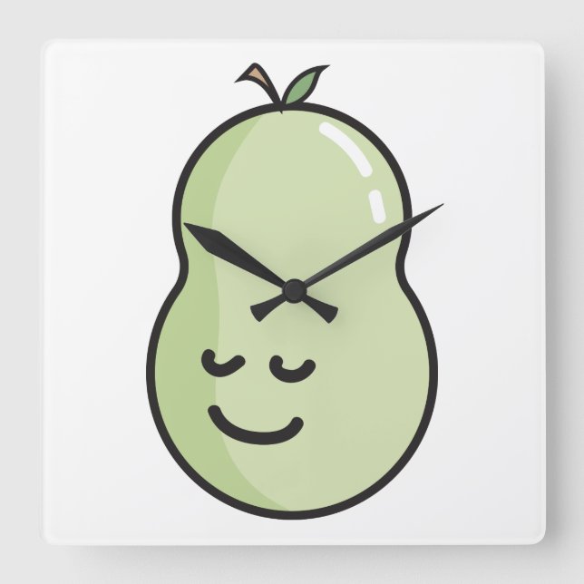 Pear with a smile square wall clock (Front)