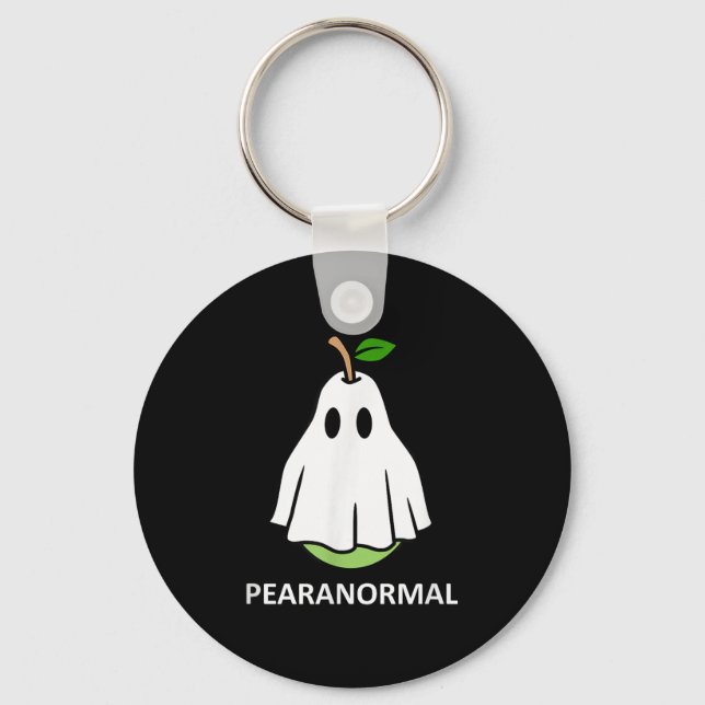 Pearanormal Cute Ghost Pear Halloween Costume Funn Keychain (Front)