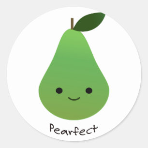 Pearfect Cute Kawaii Pear Classic Round Sticker