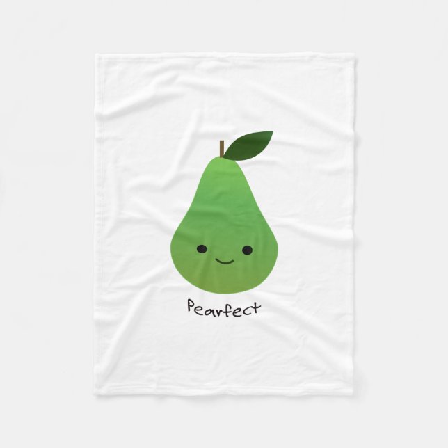 Pearfect Cute Kawaii Pear Fleece Blanket (Front)
