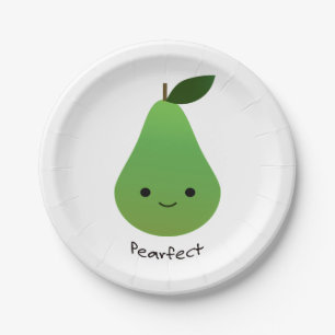 Pearfect Cute Kawaii Pear Paper Plate