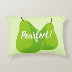 Pearfect funny green pear fruit accent pillow