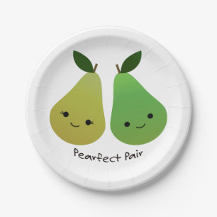 Pearfect Pear Kawaii Pears Paper Plate