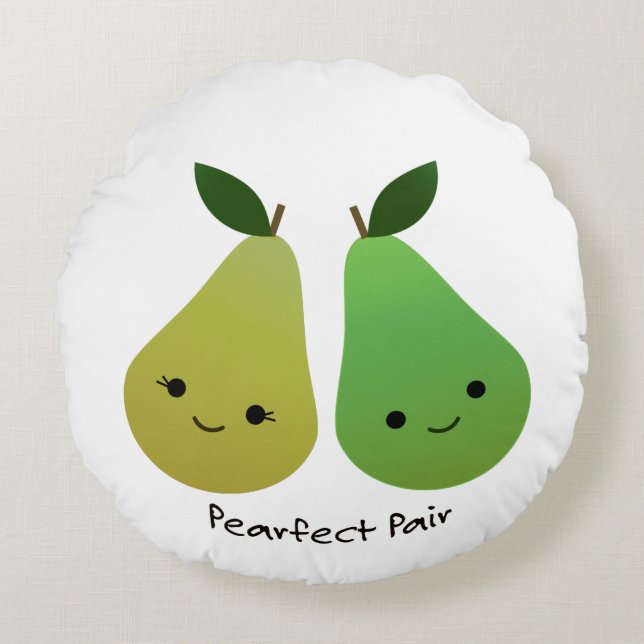 Pearfect Pear Kawaii Pears Round Pillow (Front)