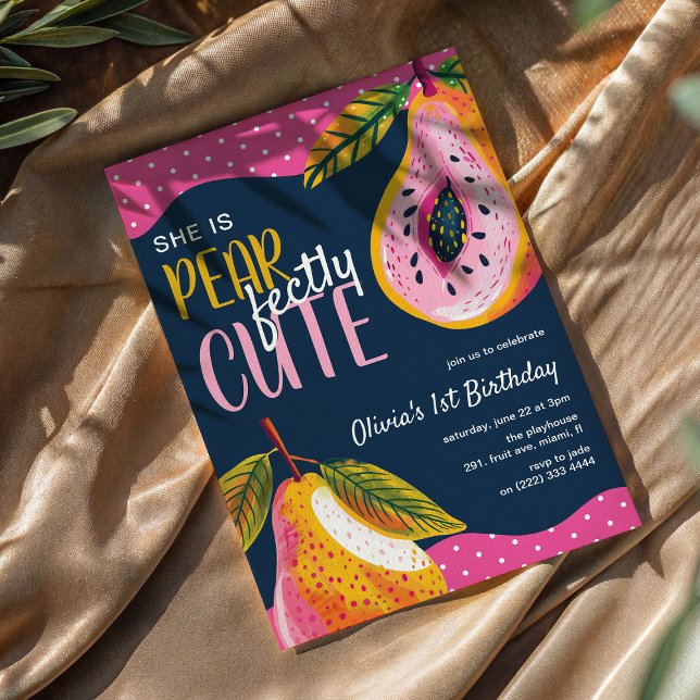 PEARfectly Cute' Whimsical 1st Birthday  Invitation (Creator Uploaded)