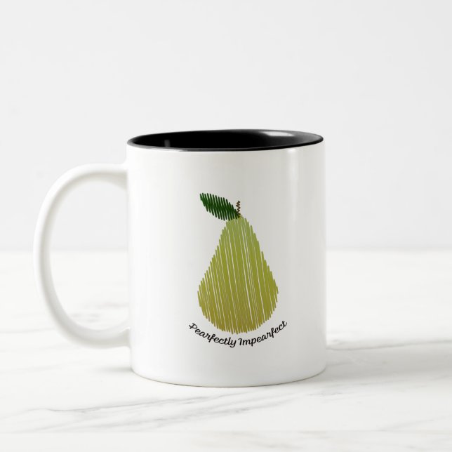 Pearfectly Impearfect Pear Two-Tone Coffee Mug (Left)