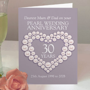 Pearl 30e anniversaire mariage carte mère et papa