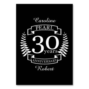 Pearl 30th wedding anniversary 30 years table number