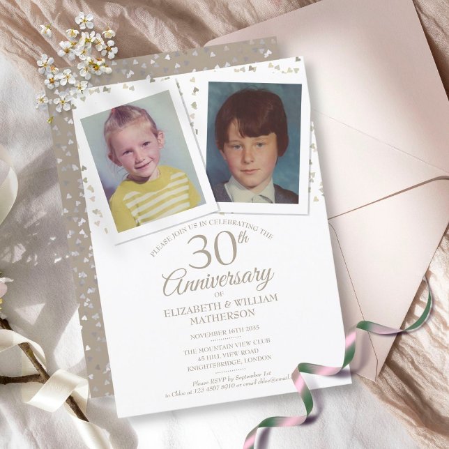 Pearl 30th Wedding Anniversary Childhood Photos Invitation (Creator Uploaded)