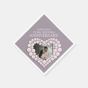 Pearl 30th Wedding Anniversary heart photo napkins