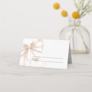 Pearl and Bow Wedding  Place Card