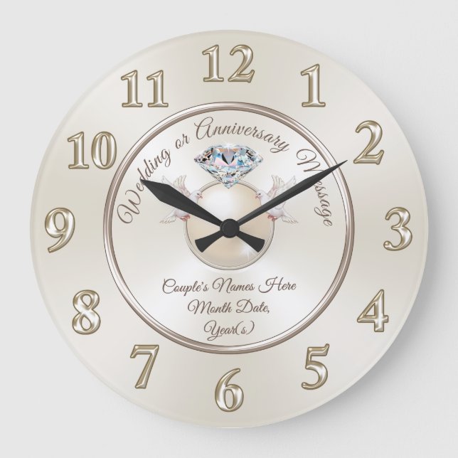 Pearl and Diamond Ring 60th Anniversary Clock (Front)