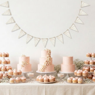 Pearl And Golden Glitter Birthday Bunting Flags