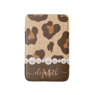 Pearl and Leopard Print Bath Mat