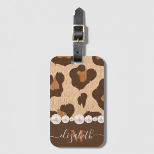 Pearl and Leopard Print Luggage Tag