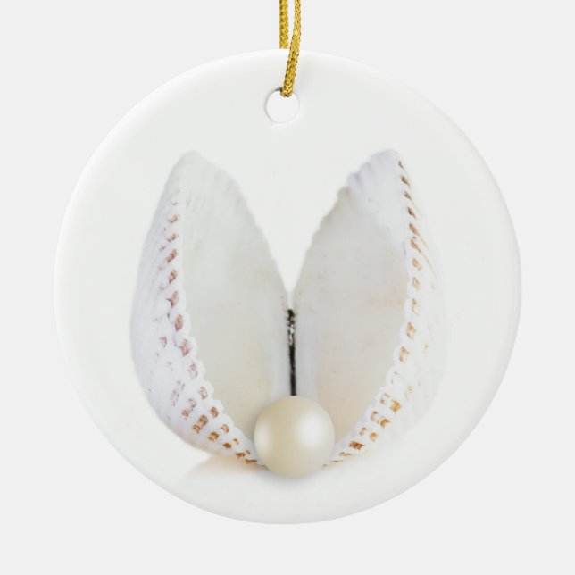 Pearl and seashell ceramic ornament (Front)