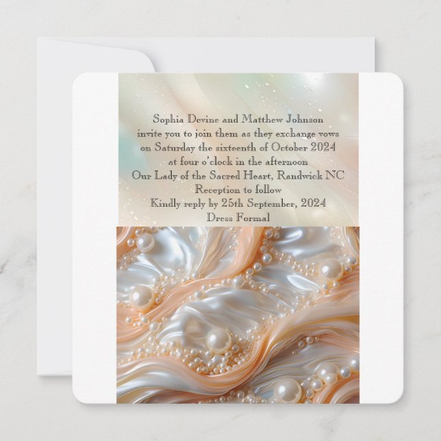 Pearl and Shell Elegant Classic Wedding Invitation (Front)