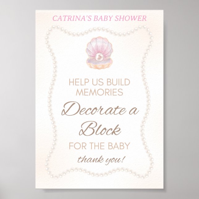 Pearl Baby Shower Game Sign (Front)