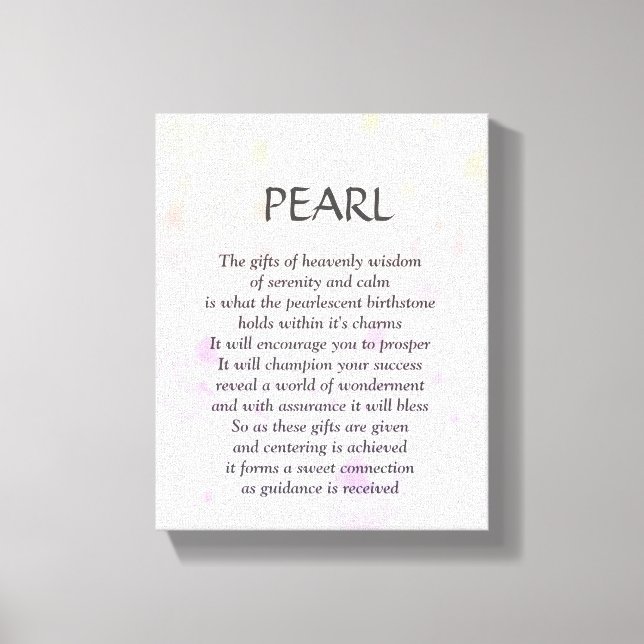 Pearl birthstone - June poem art canvas (Front)