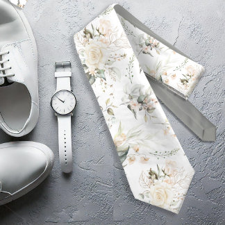 Pearl Blush Floral Elegance Pattern Sage ID989 Tie