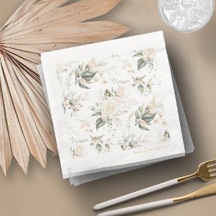 Pearl Blush Floral Elegance Pattern Wedding ID989 Napkin