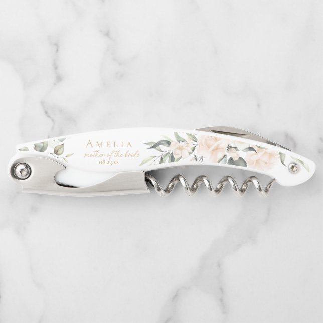 Pearl Blush Floral Elegance Wedding Party ID989 Corkscrew (Front)