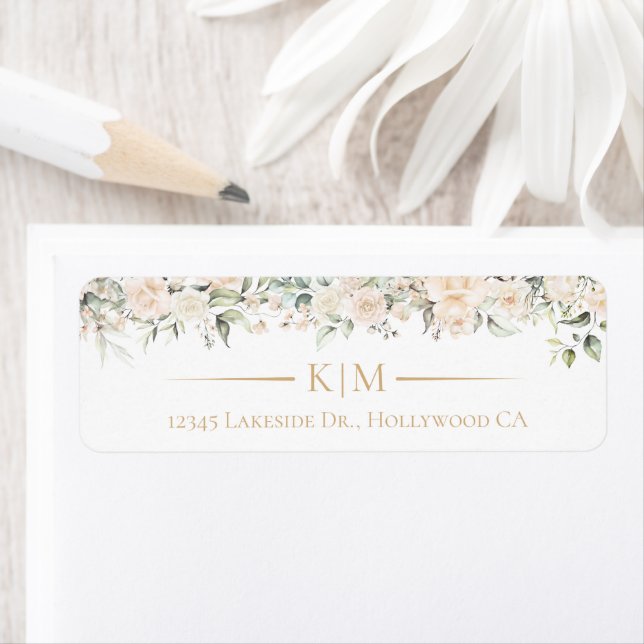 Pearl Blush Floral Wedding Border Initials ID989 (Insitu)